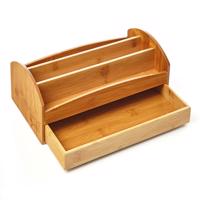 Blumfeldt Organizér stůl se zásuvkou, 3 složky, 27,5 × 11 × 15 cm, 100% bambus