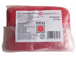 Potahovací hmota K2 na dorty 0,5kg červená - K2