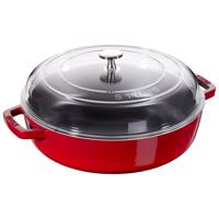 Staub Litinový kastrol se skleněnou poklicí Braiser, 24 cm, višňový 12722406