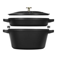 Staub Sada 2v1: litinový hrnec a pánev s poklicí, Ø 24 cm, černá 1010877