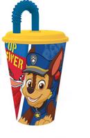 STOR Plastový kelímek s brčkem Paw Patrol 430ml modrý