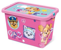 STOR Plastový úložný box s víkem Paw Patrol 7l růžový