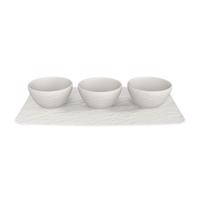 Villeroy & Boch Manufacture Rock Blanc sada misek na dip s podnosem 10-4240-9023 108 ml